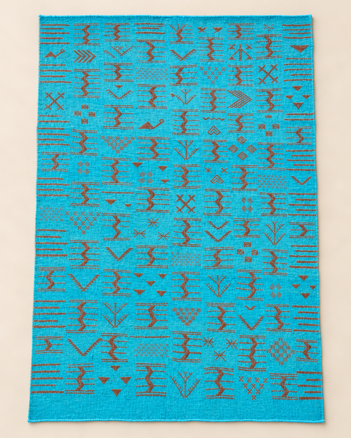Tapis Berbère Turquoise Azilal – Motifs Tribaux Marocains Faits Main
