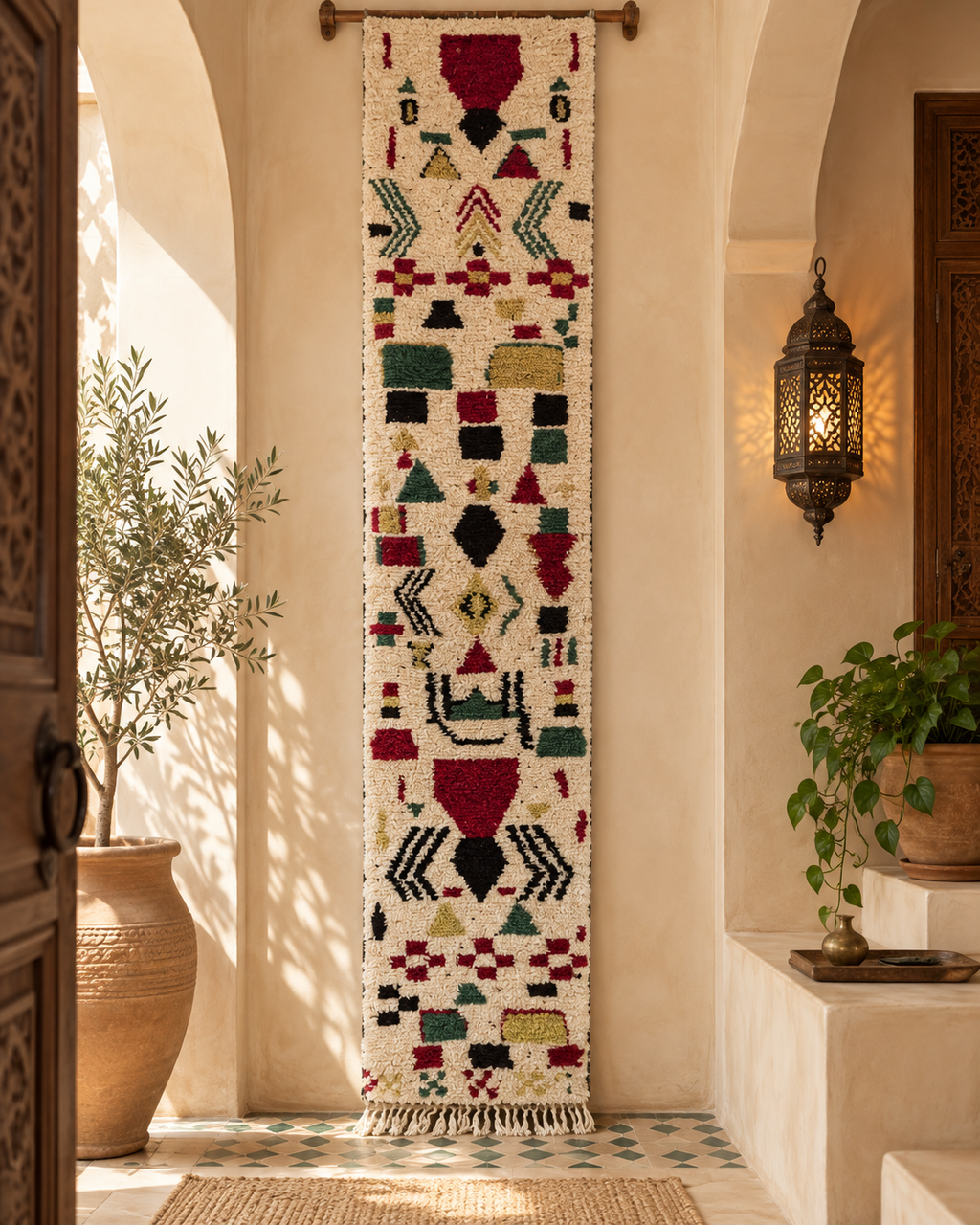 Handwoven Moroccan Berber Rug – Atlas Geometric Wool Carpet with Traditional Tribal Symbols