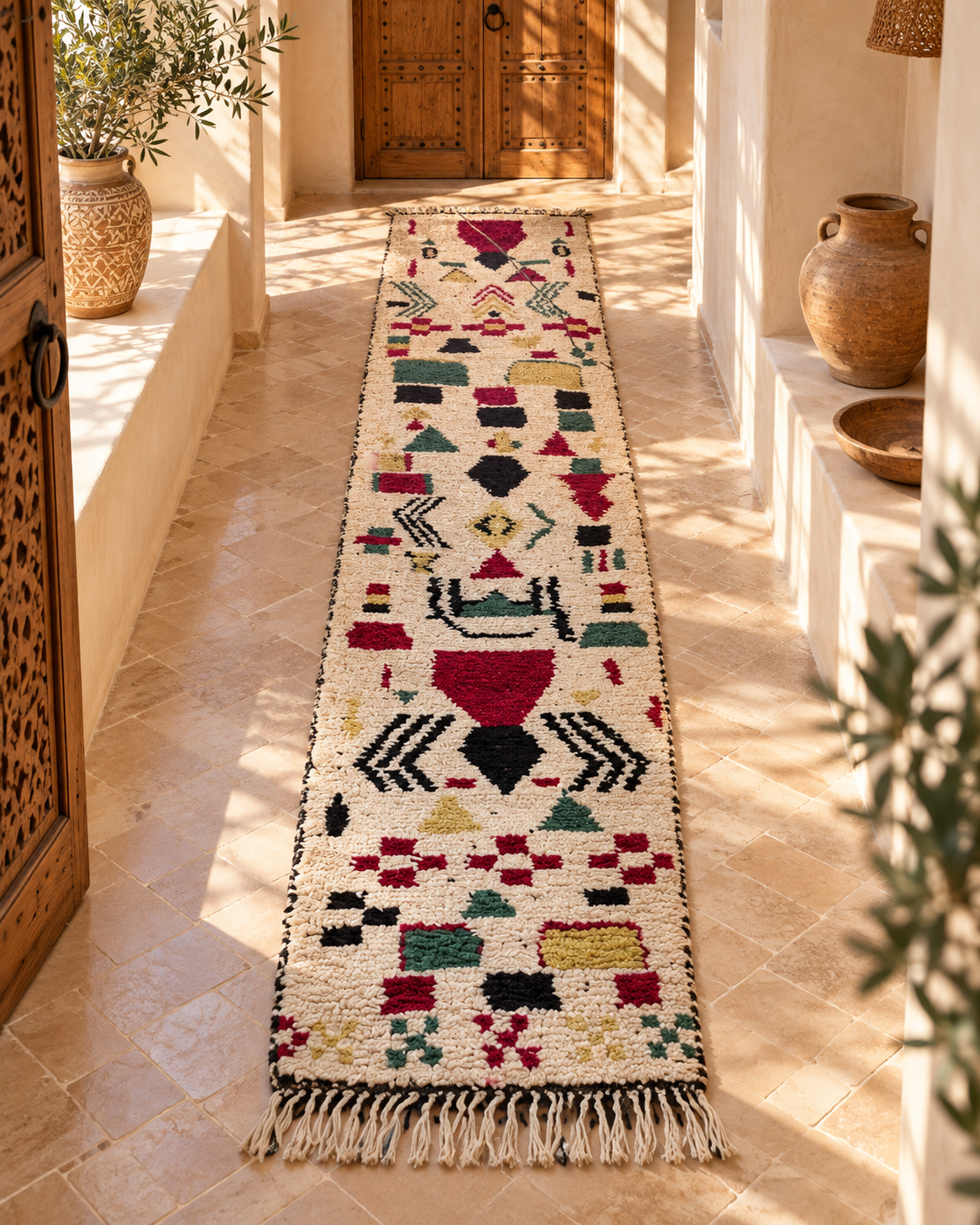 Handwoven Moroccan Berber Rug – Atlas Geometric Wool Carpet with Traditional Tribal Symbols