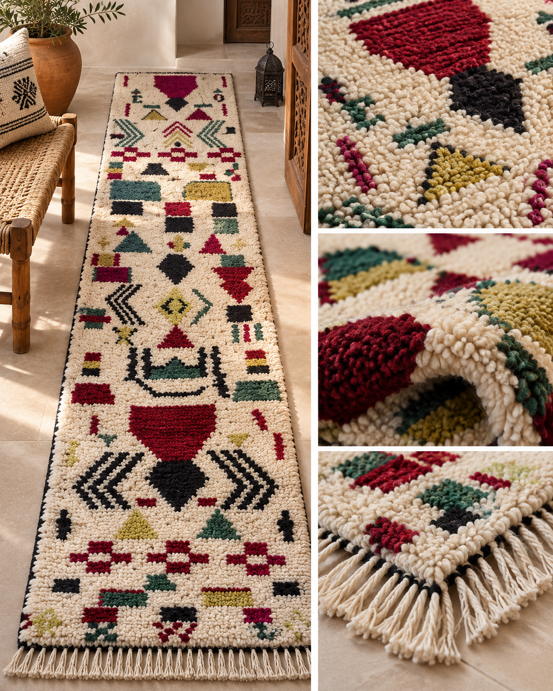 Handwoven Moroccan Berber Rug – Atlas Geometric Wool Carpet with Traditional Tribal Symbols