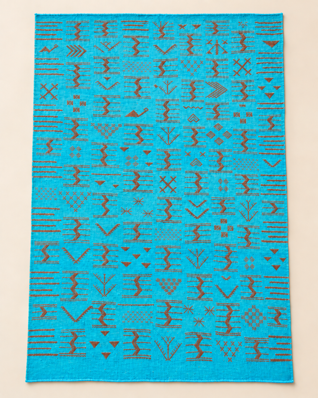 Tapis Berbère Turquoise Azilal – Motifs Tribaux Marocains Faits Main