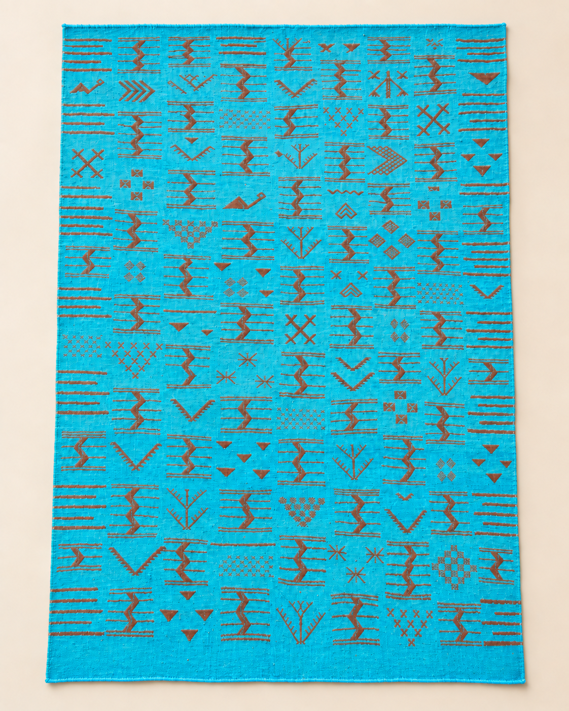 Tapis Berbère Turquoise Azilal – Motifs Tribaux Marocains Faits Main