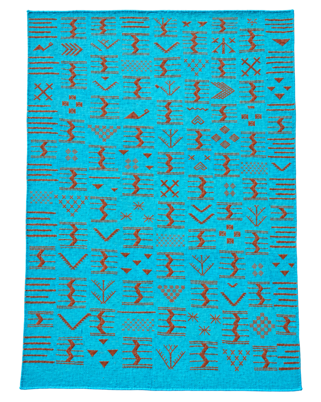 Tapis Berbère Turquoise Azilal – Motifs Tribaux Marocains Faits Main