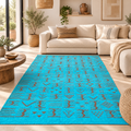 Tapis Berbère Turquoise Azilal – Motifs Tribaux Marocains Faits Main